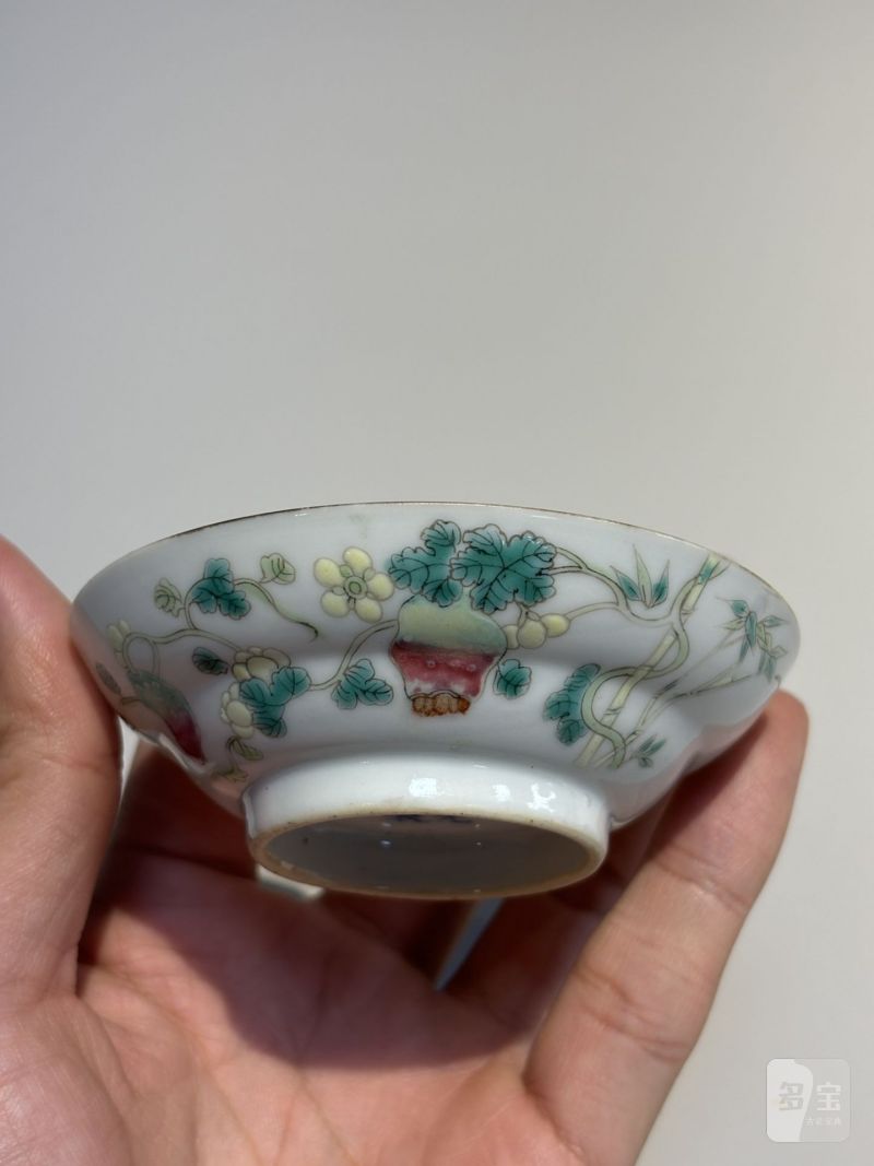    清光绪 粉彩过枝籁瓜折腰盘（一对） - 图7